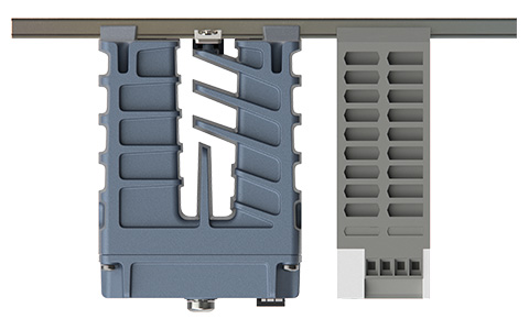 Top view of the Westermo PS-60 Power Supply and Lynx-5612 Substation Automation Ethernet Switch.